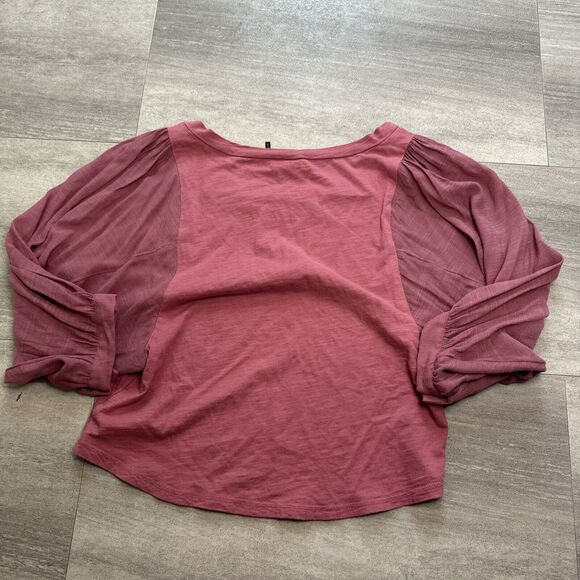 Anthropologie Akemi Kin Decker Balloon Sleeve Top Small Pink - Picture 5 of 5